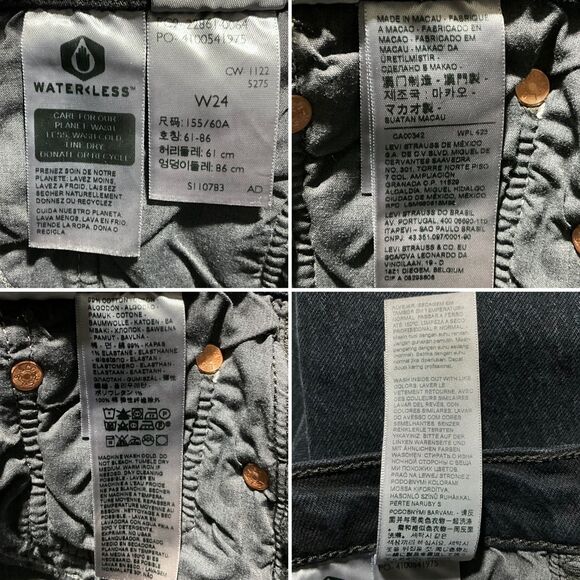 Levi's Premium Black Wedgie Jeans Button Fly High Rise Tapered Leg 24 - Picture 9 of 12